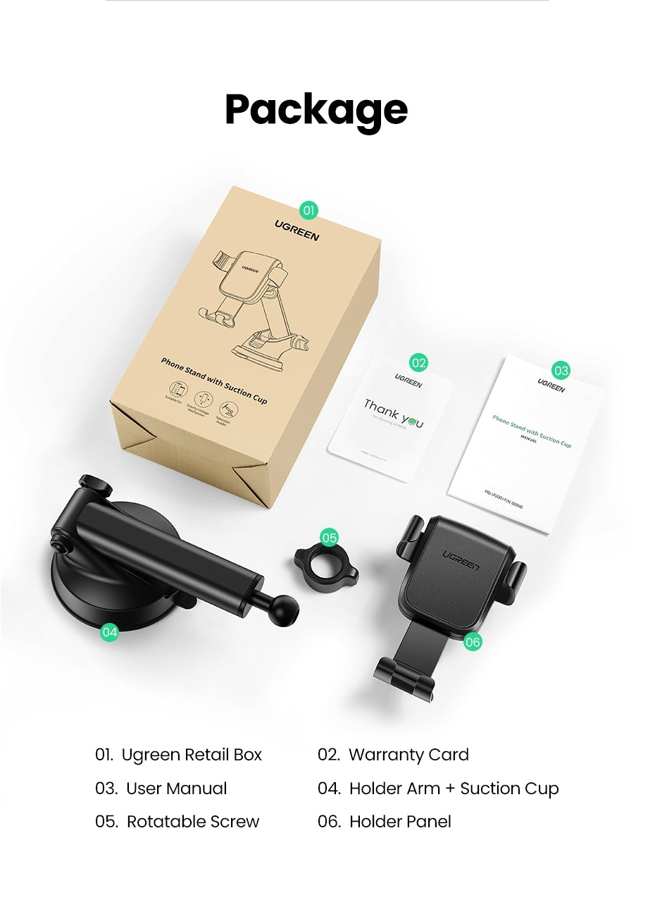 UGREEN 60990 Gravity Phone Holder with Suction Cup (Black) 10