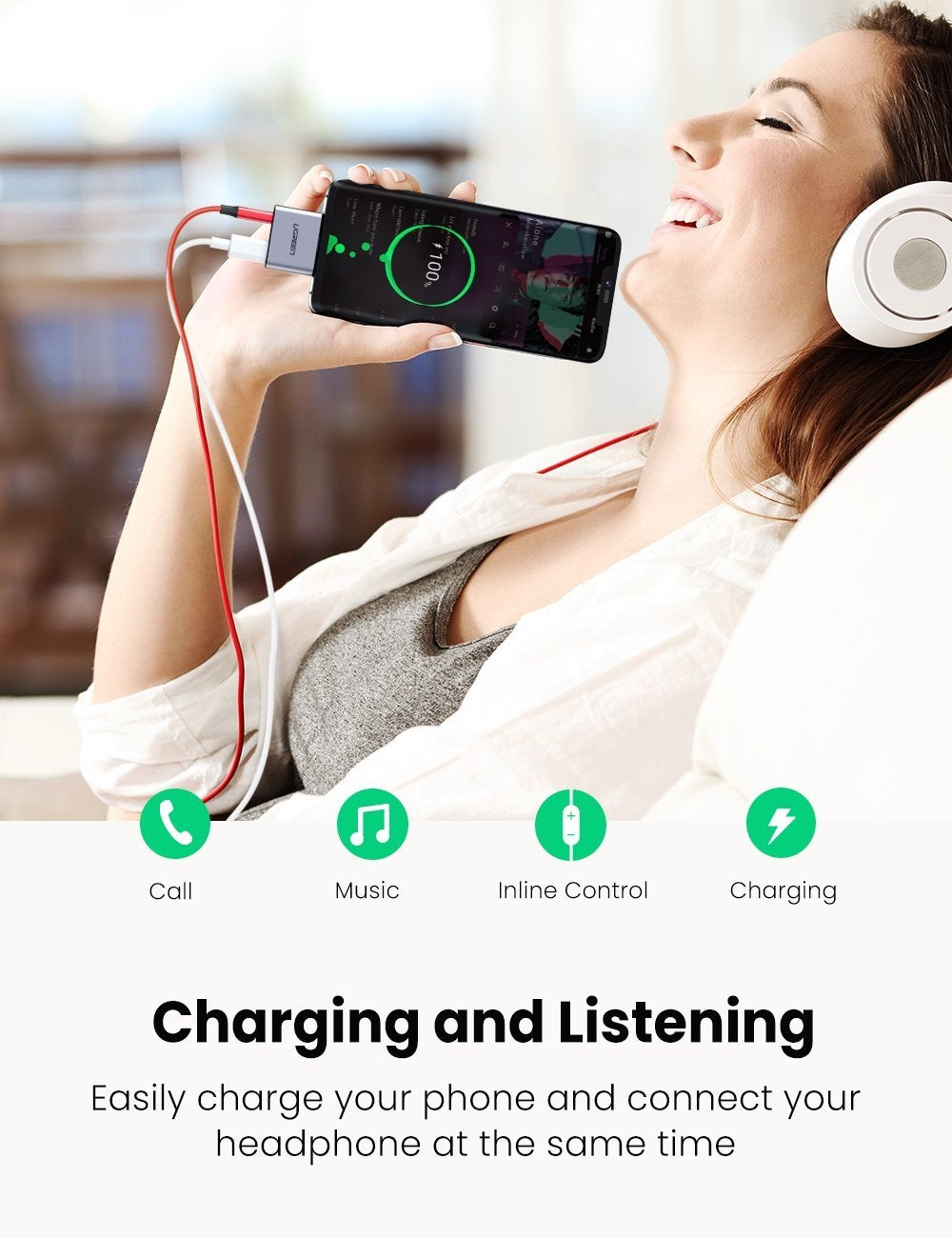 UGREEN 70312 2-in-1 USB C to C and 3.5mm Adapter 3