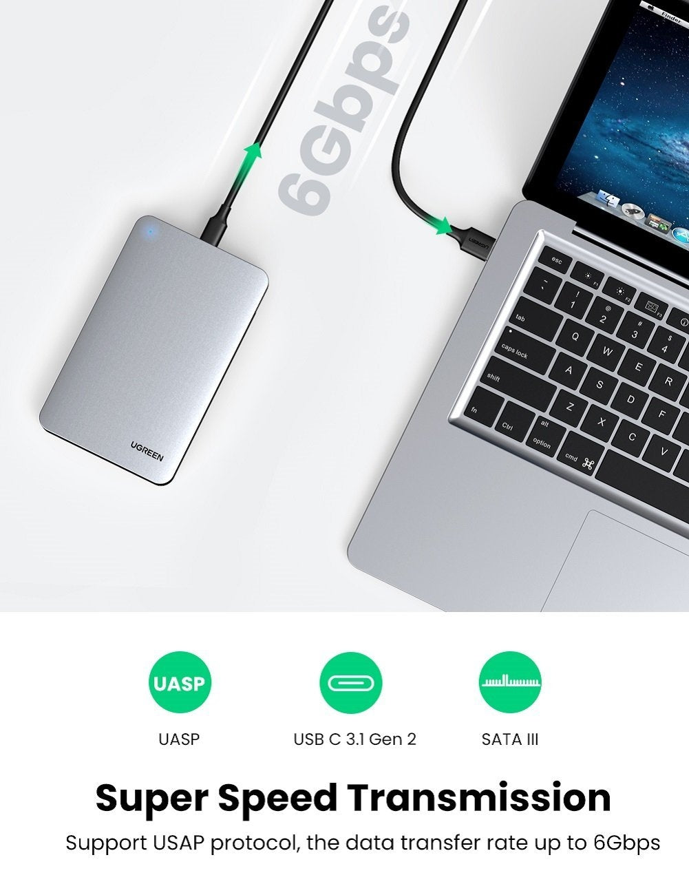 UGREEN 70498 USB C 2.5" Hard Drive Enclosure 3