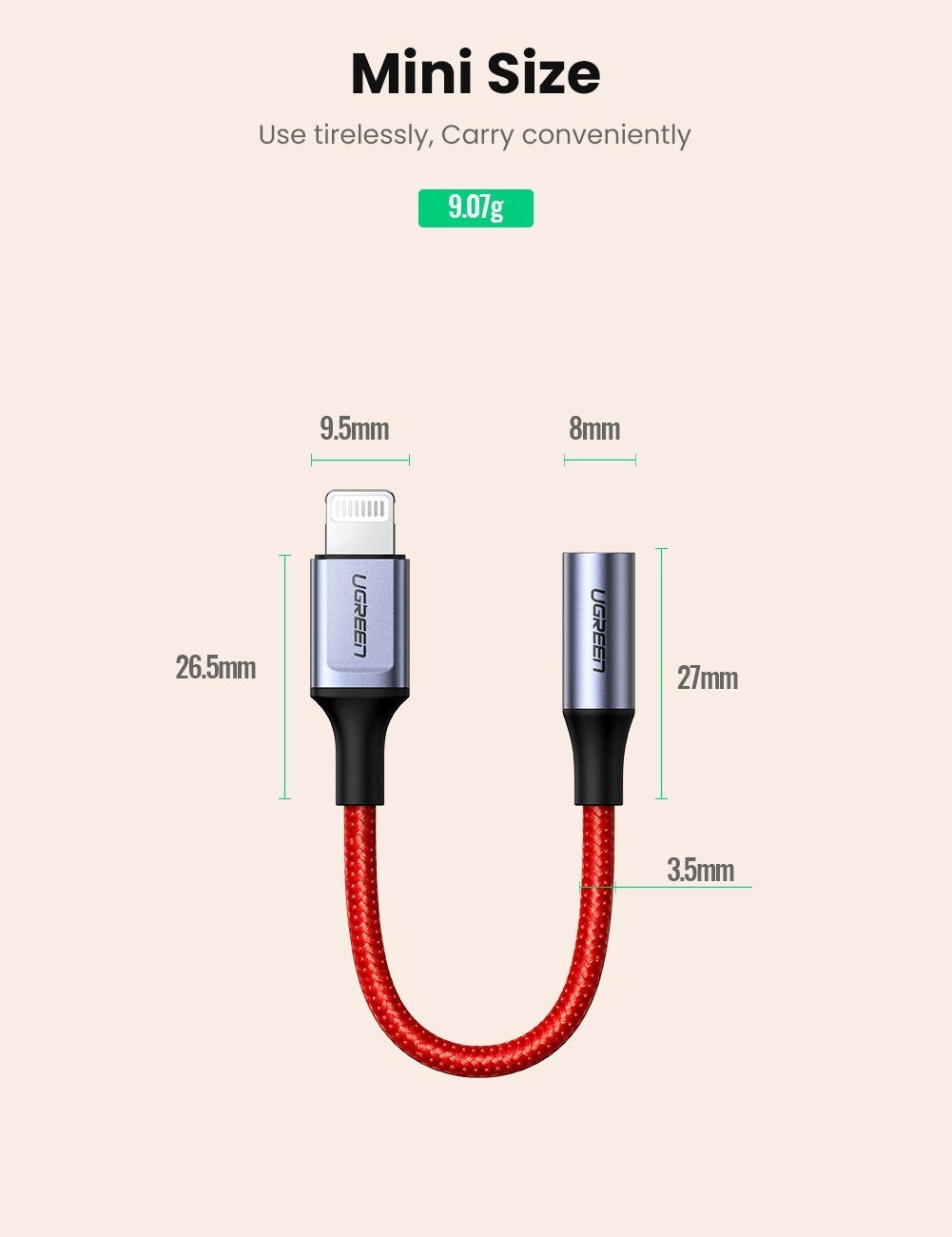 UGREEN 70507 iPhone 8-pin to 3.5mm Adapter 7