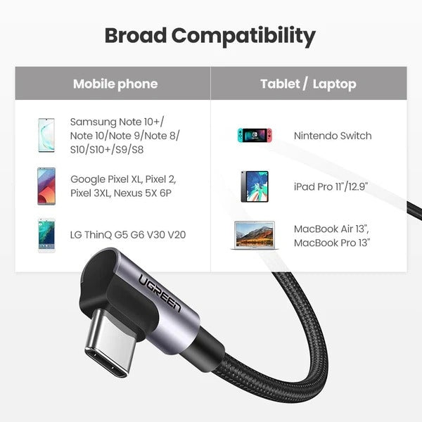 UGREEN 70531 60W Angle USB C to C Cable 2M 6