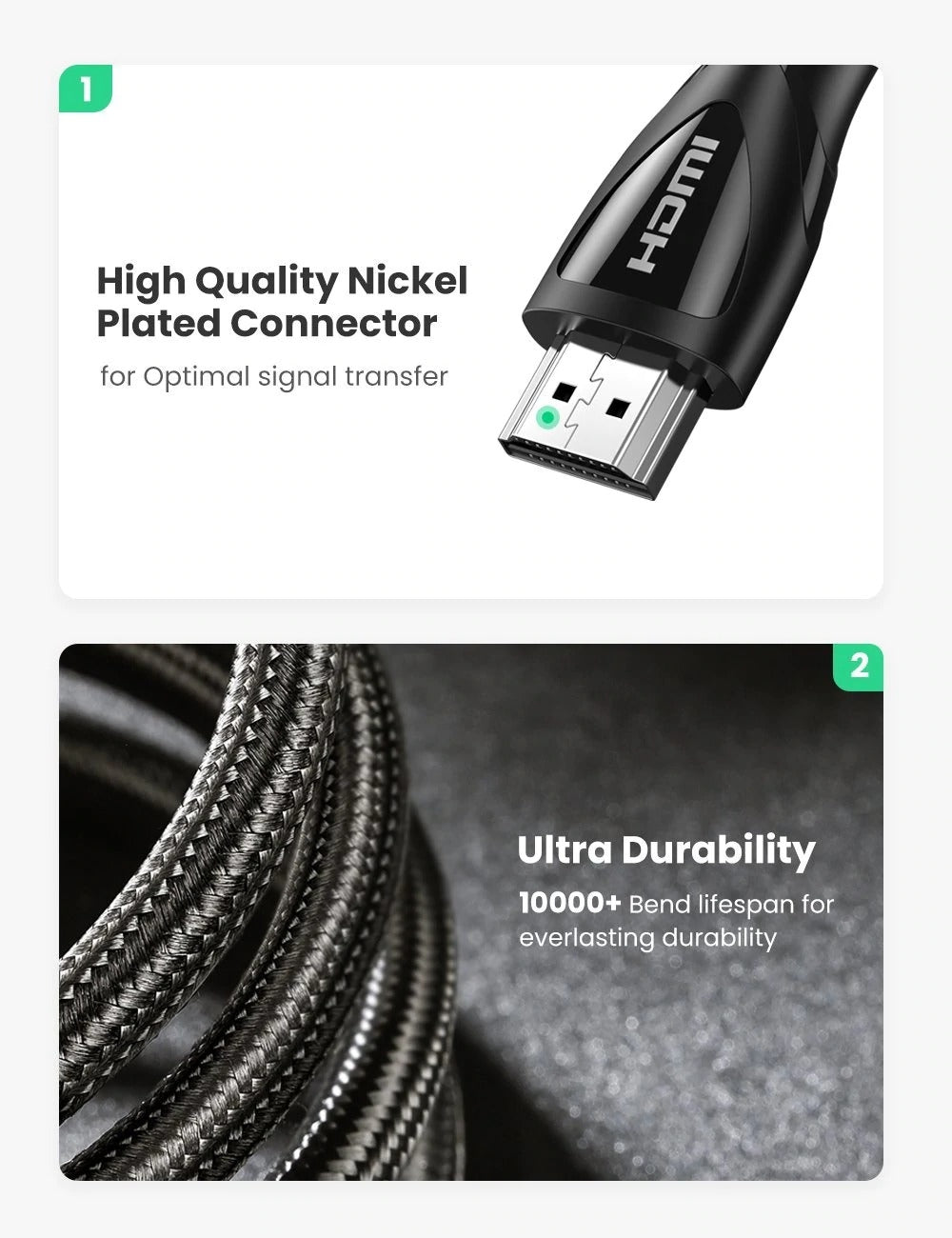 UGREEN 80401 8K Ultra HD HDMI 2.1 Cable 1M 4