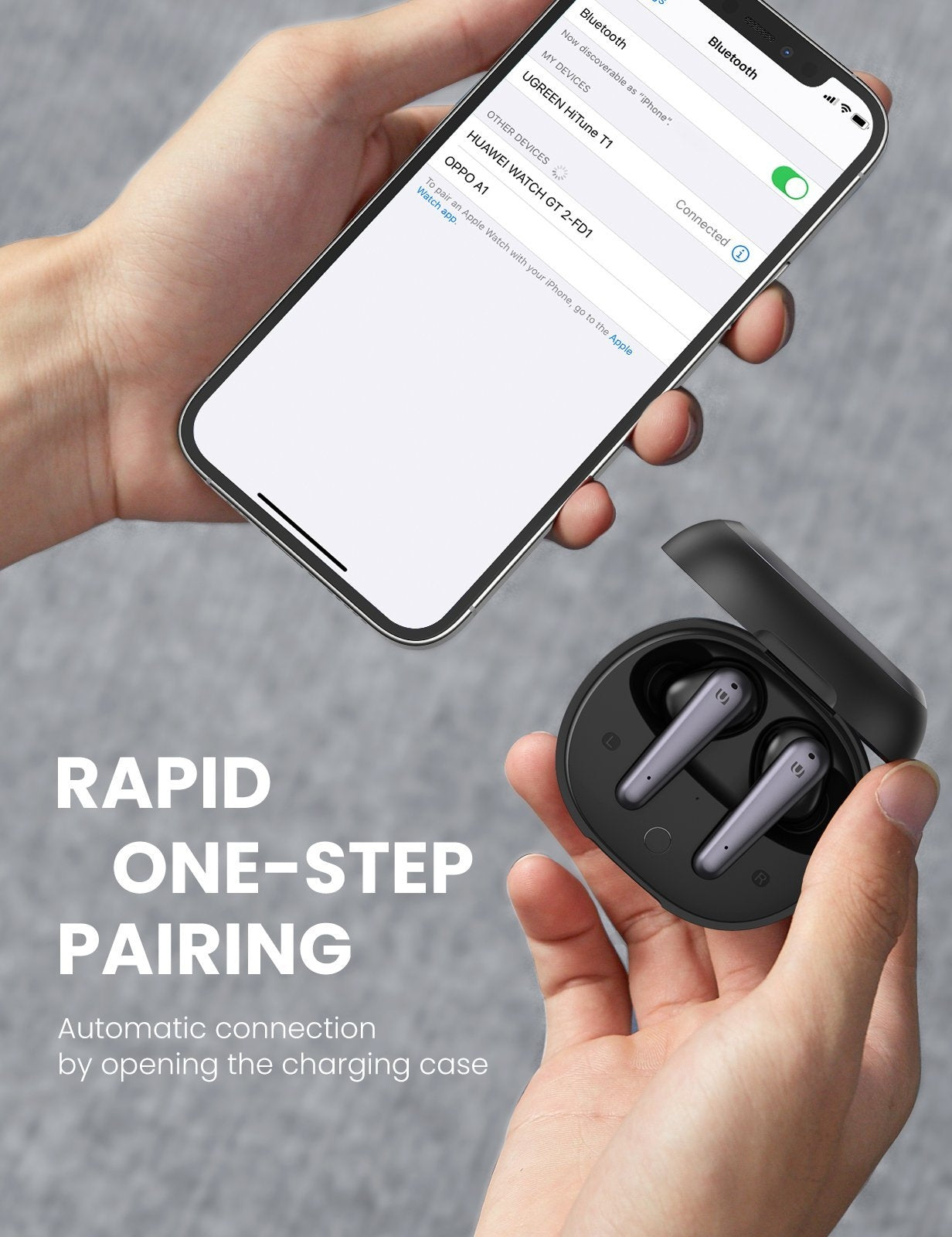 UGREEN 80650 T1 Wireless Earbuds White 3