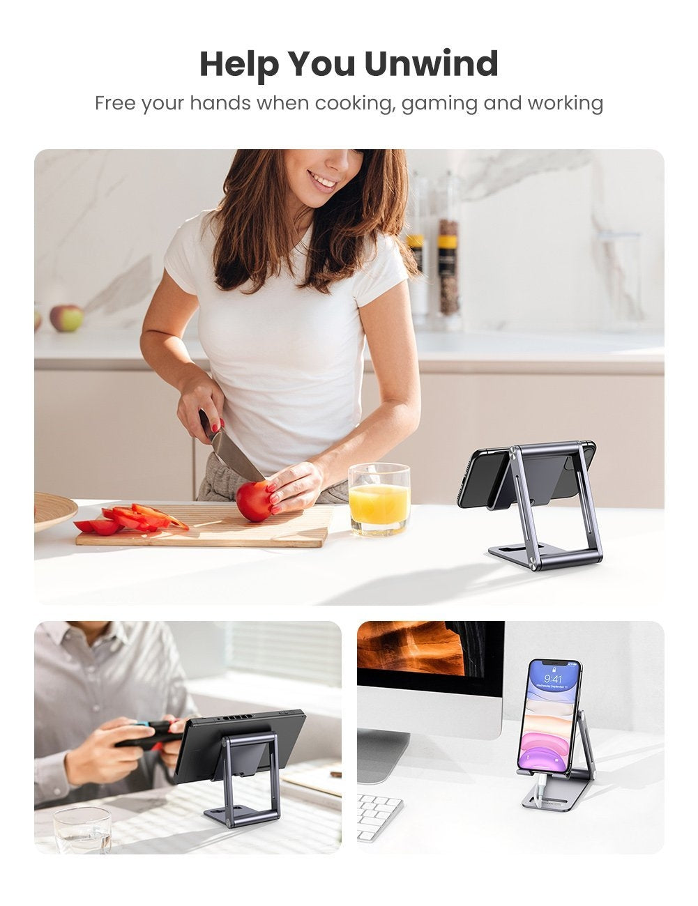 UGREEN 80708 Adjustable Aluminum Phone Holder 3