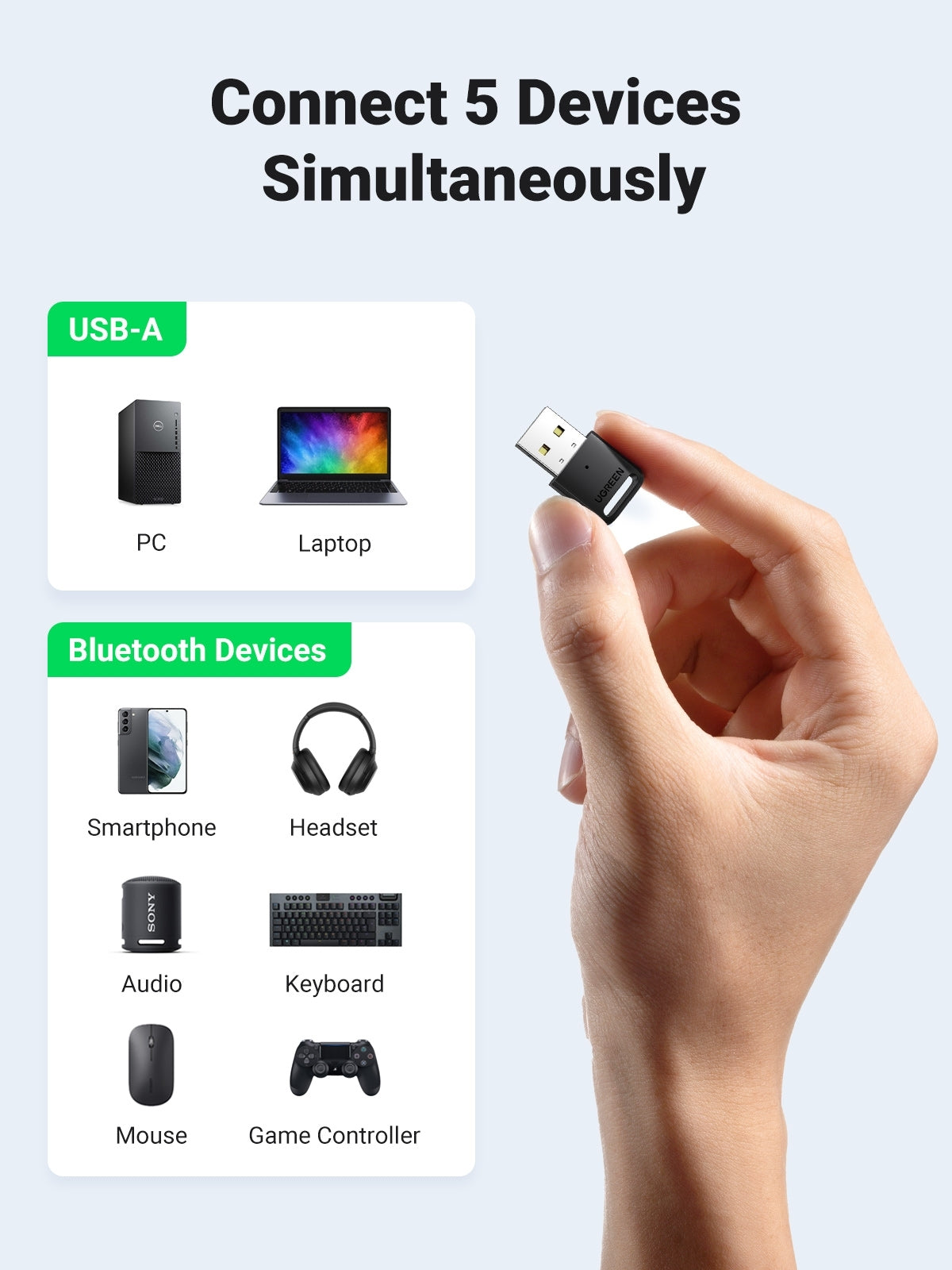 UGREEN 80890 Bluetooth 5.0 USB Adapter 4