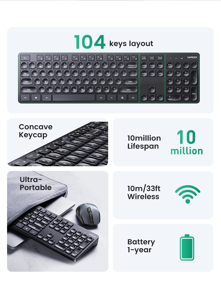 UGREEN 90250 104-Key layout 2.4G Wireless Keyboard 5