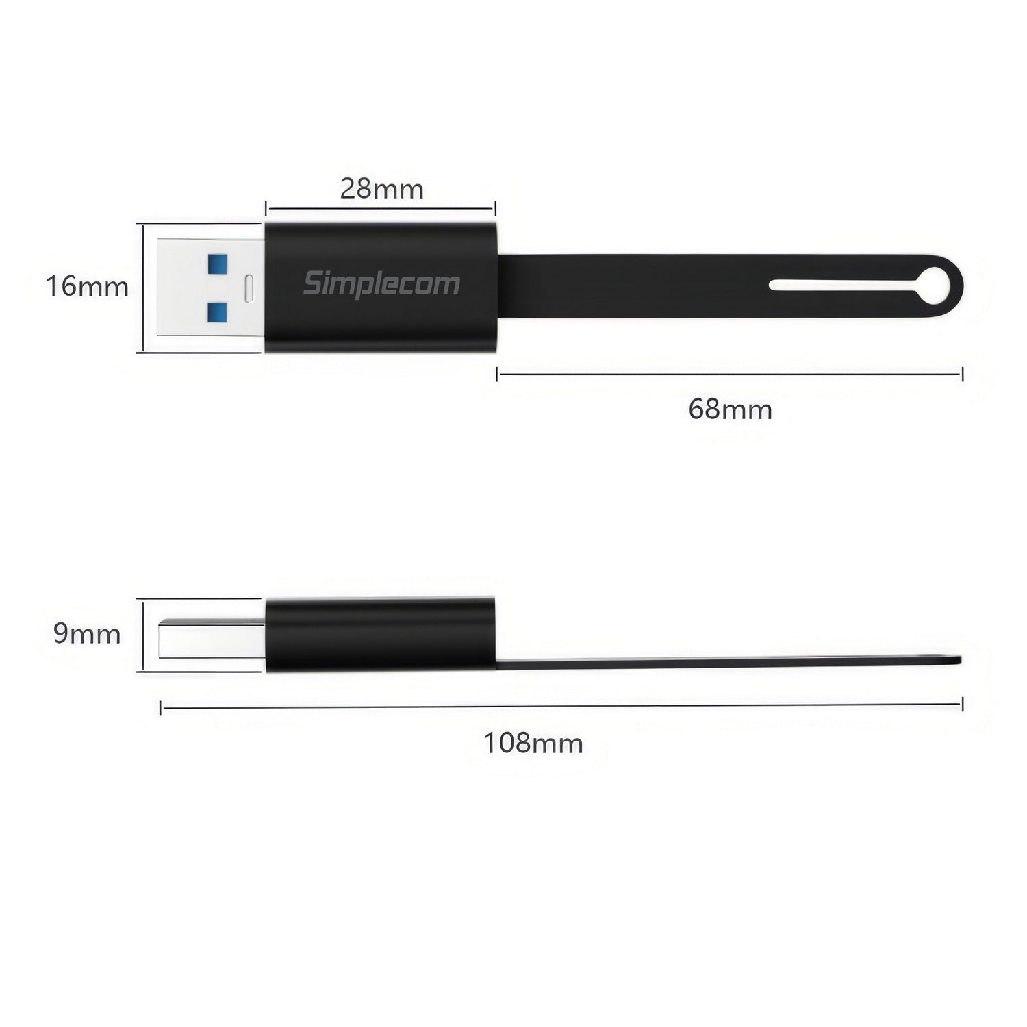 Simplecom CA132 USB-A Male to USB-C Female Adapter USB 3.2 Gen 2 Data & Charging Double-Side 10Gbps 4