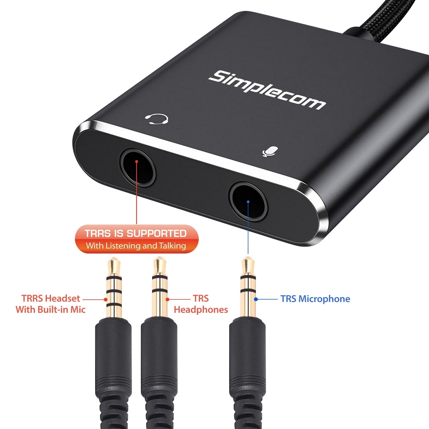Simplecom CA152 USB to 3.5mm Audio and Microphone Sound Card Adapter for TRS or TRRS Headset with Mic 3