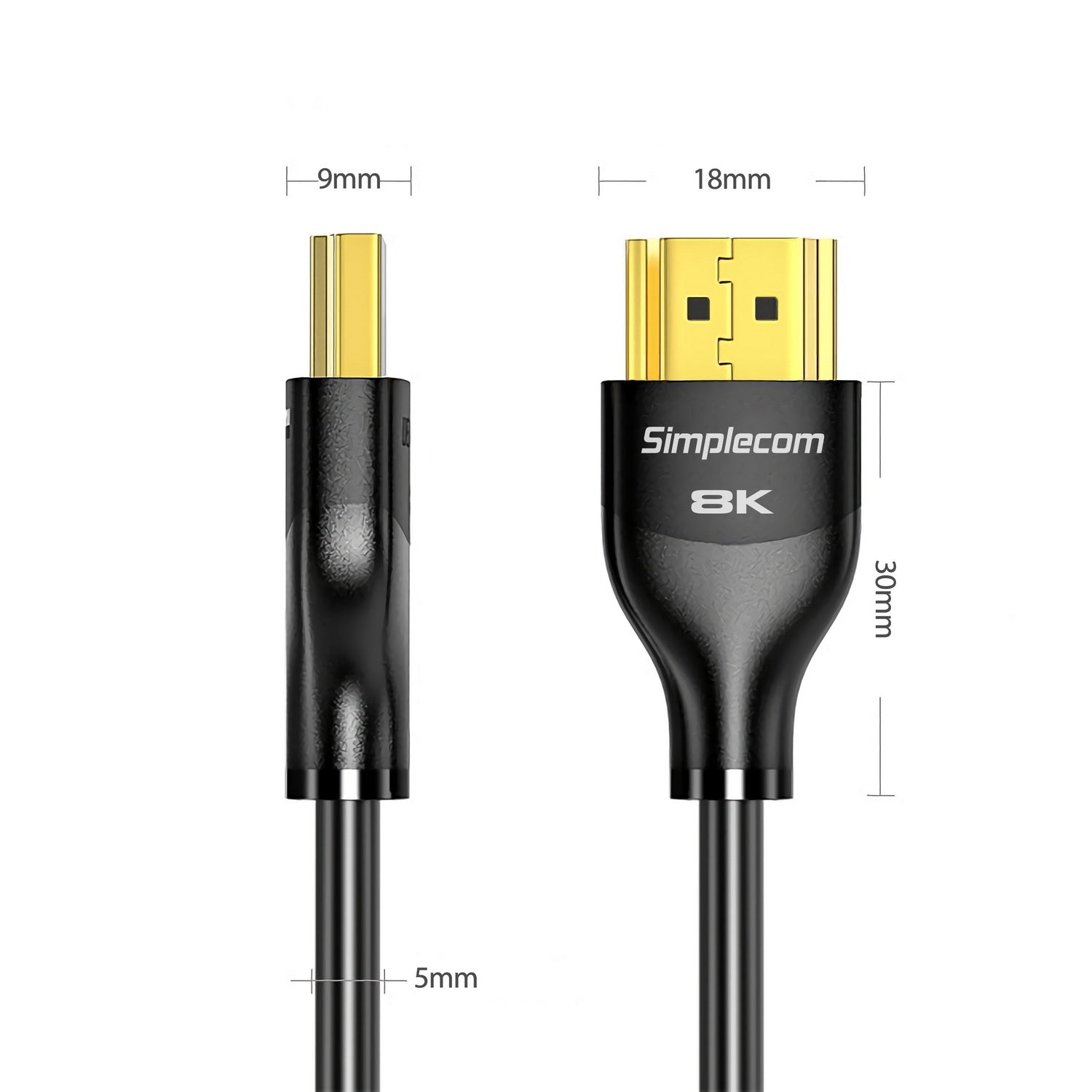 Simplecom CAH520 Ultra High Speed HDMI 2.1 Cable 48Gbps 8K@60Hz Slim Flexible 2M 4