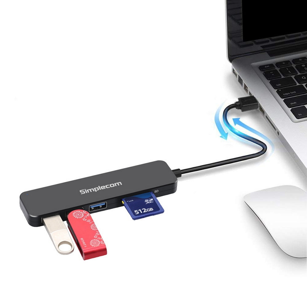 Simplecom CH365 SuperSpeed 3 Port USB 3.0 (USB 3.2 Gen 1) Hub with SD MicroSD Card Reader 4