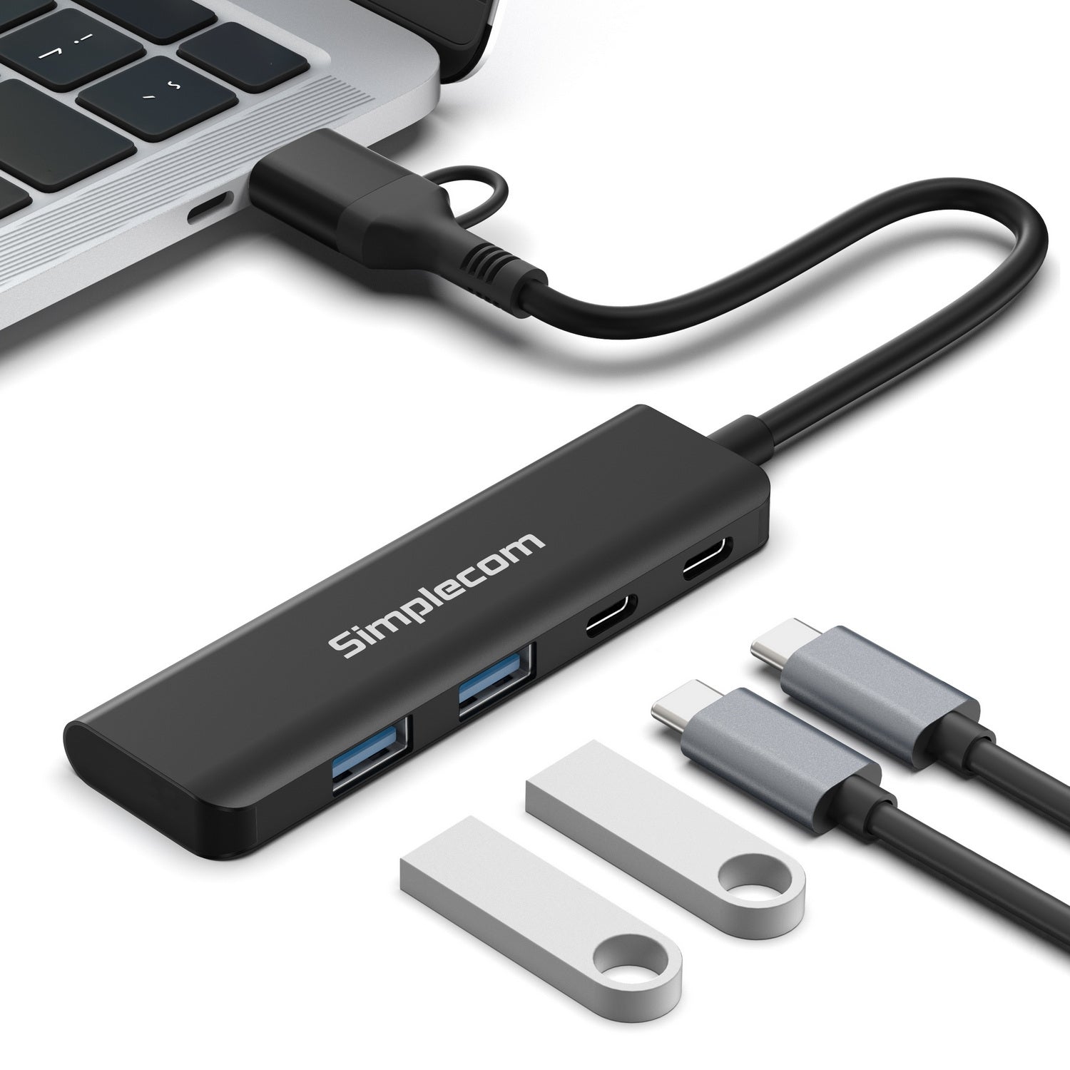 Simplecom CH385 SuperSpeed USB-A and USB-C 4-Port Combo Hub USB 3.2 Gen 1 (2x USB-A and 2x USB-C Ports) 4