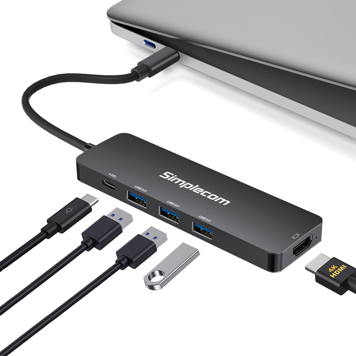 Simplecom CH545 USB-C 5-in-1 Multiport Adapter Docking Station with 3-Port USB 3.0 Hub PD HDMI 5
