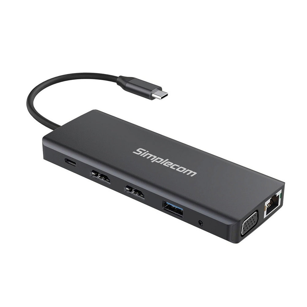Simplecom CHN612 USB-C 12-in-1 Multiport Docking Station Dual HDMI + VGA Triple Display Gigabit LAN 3