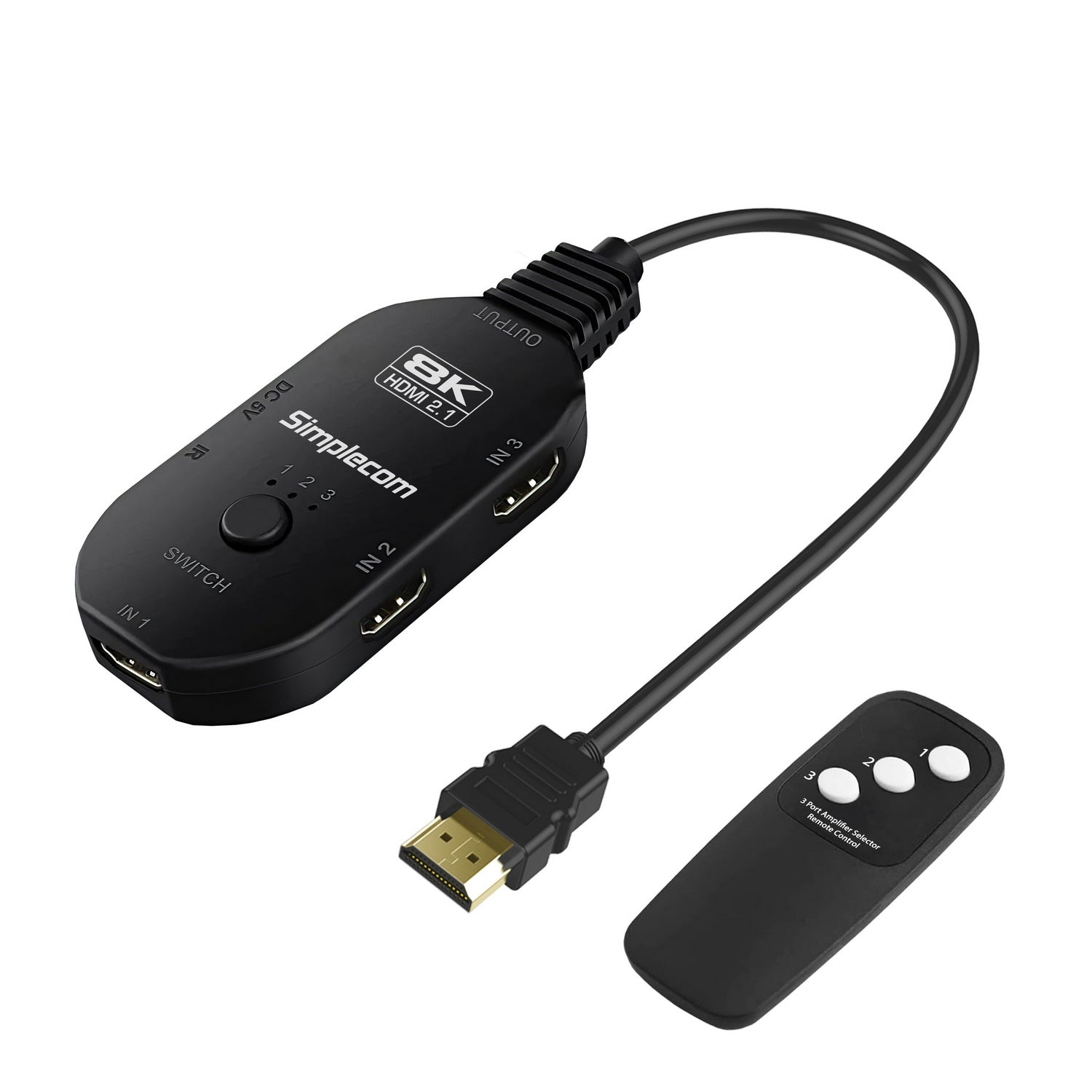 Simplecom CM353 3-Port HDMI 2.1 Switch 3 IN 1 OUT Splitter HDCP 2.3 8K@60Hz 3