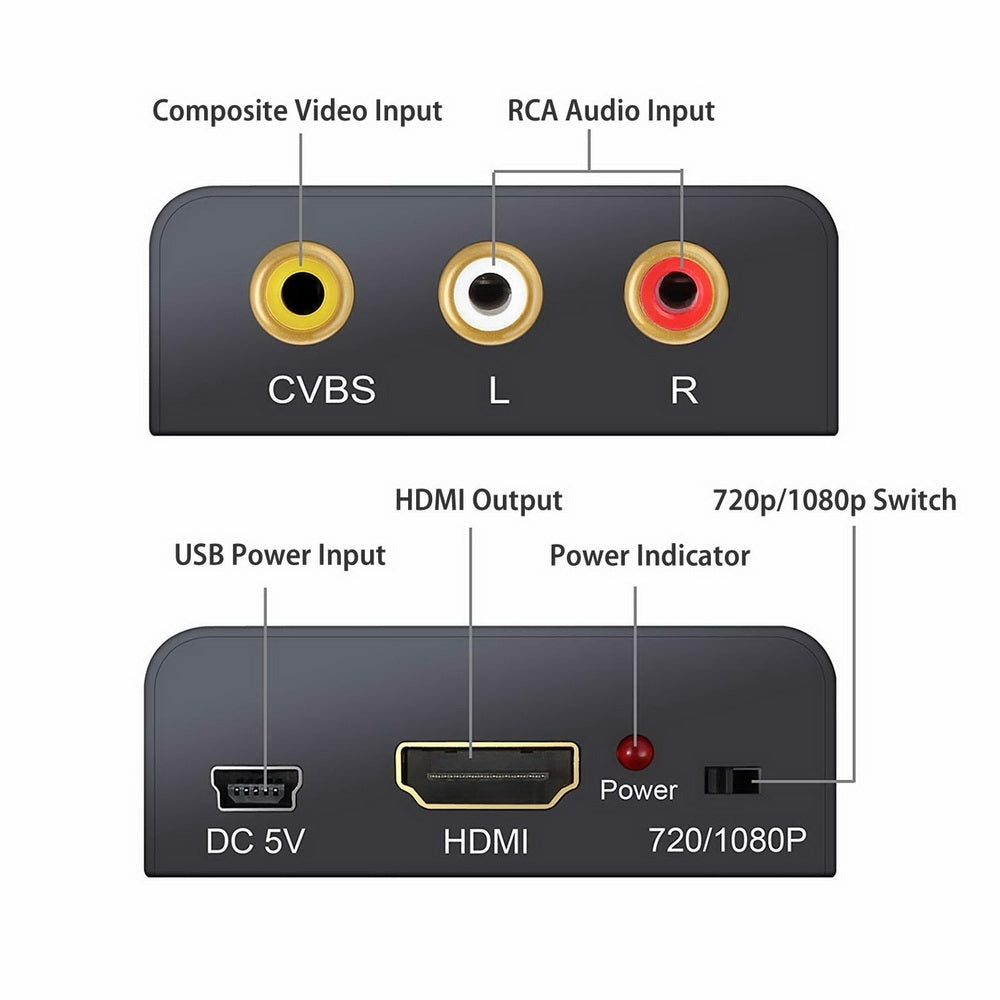 Simplecom CM401v2 Composite AV CVBS to HDMI Video Converter 1080p Upscaler Alloy Case 3