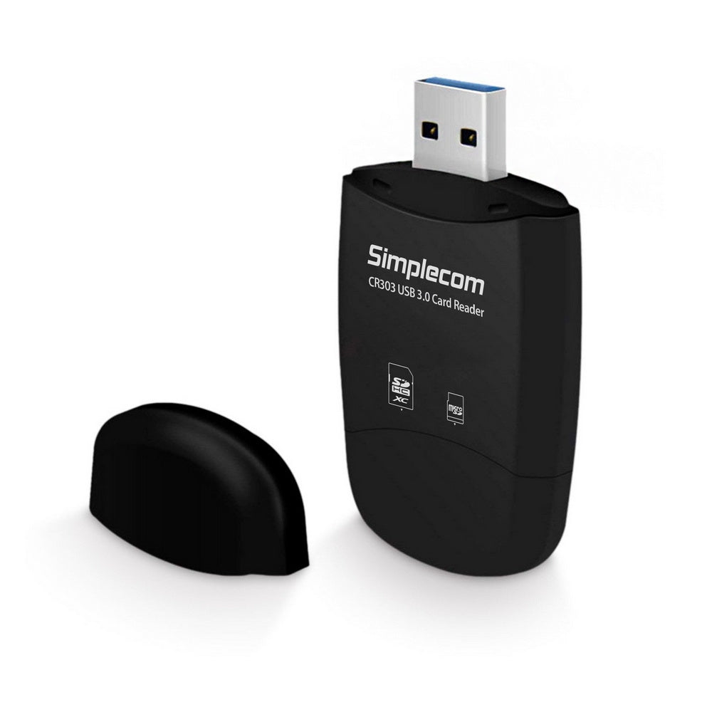 Simplecom CR303 2 Slot SuperSpeed USB 3.0 Card Reader with Dual Caps 3