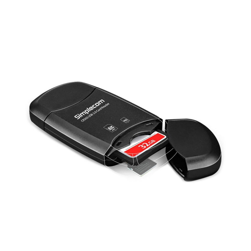 Simplecom CR303 2 Slot SuperSpeed USB 3.0 Card Reader with Dual Caps 4