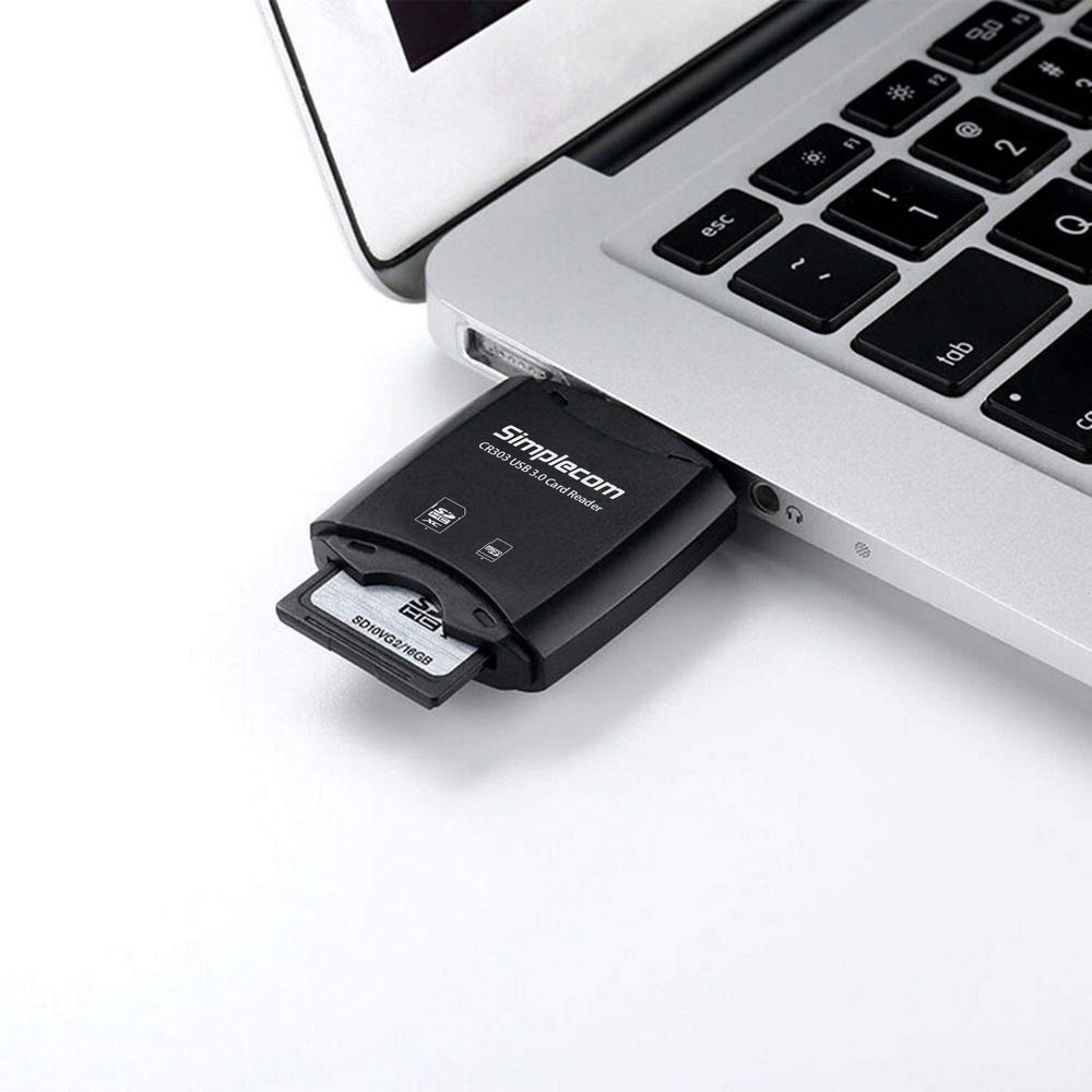 Simplecom CR303 2 Slot SuperSpeed USB 3.0 Card Reader with Dual Caps 5
