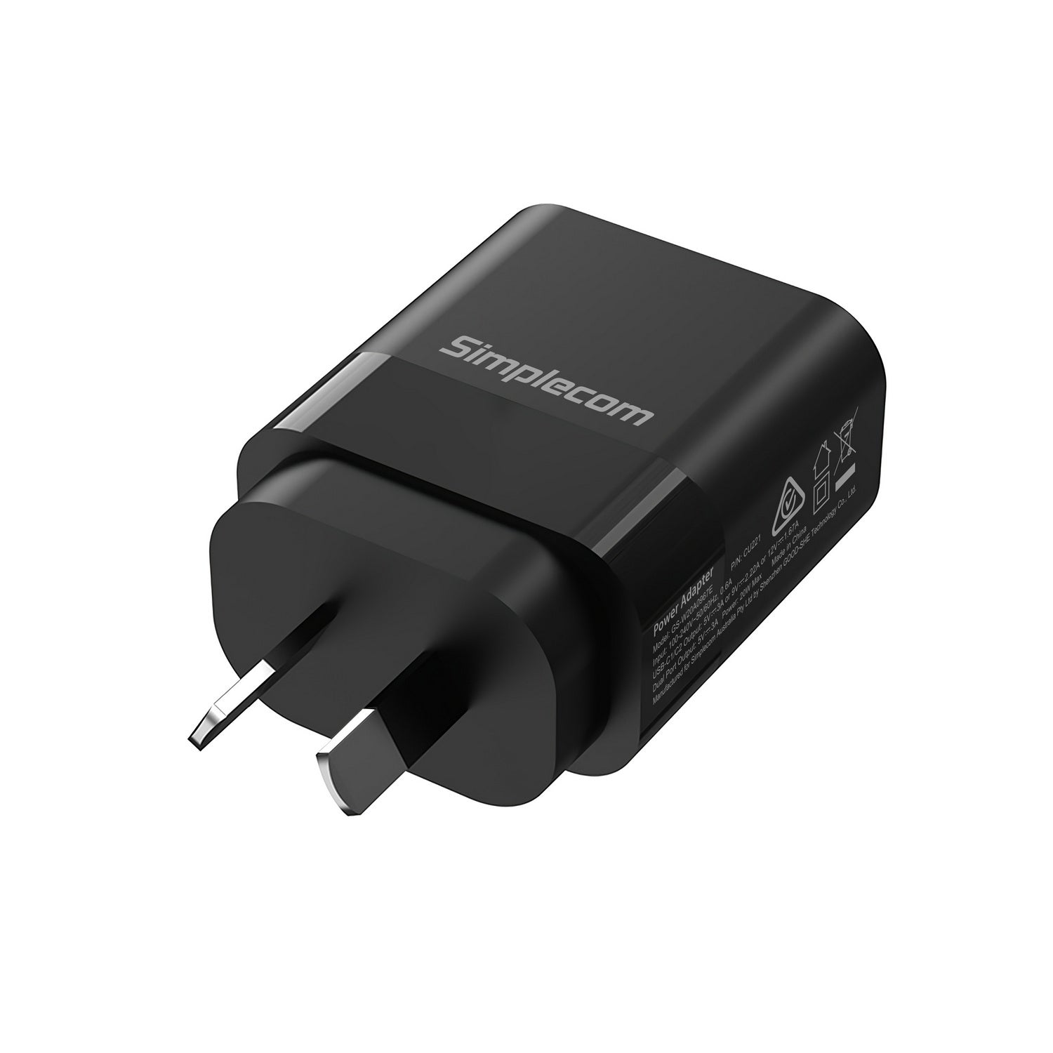 Simplecom CU221 Dual USB-C Fast Wall Charger PD 20W for Phone Tablet 3