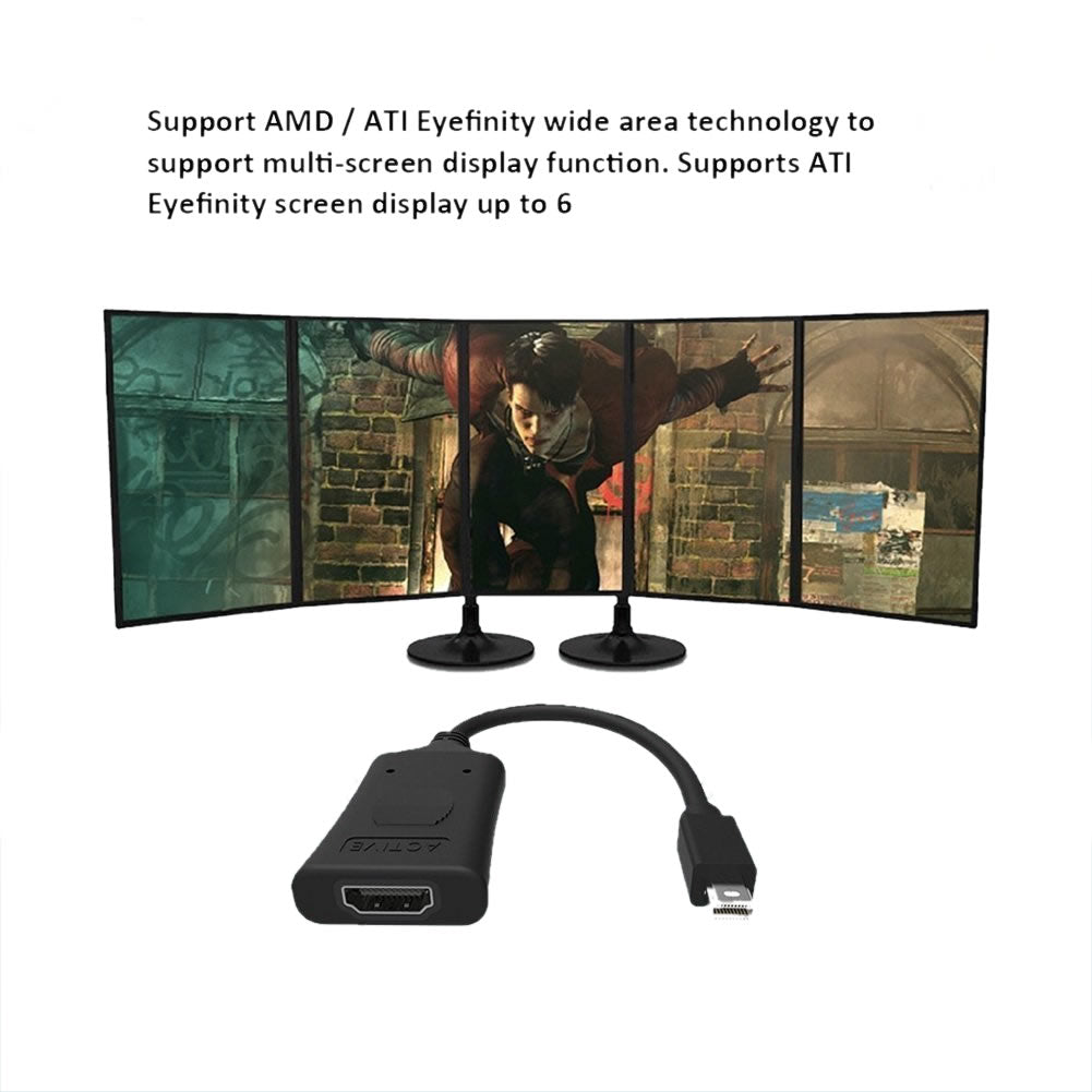 Simplecom DA101 Active MiniDP to HDMI Adapter 4K UHD (Thunderbolt and Eyefinity Compatible) 4