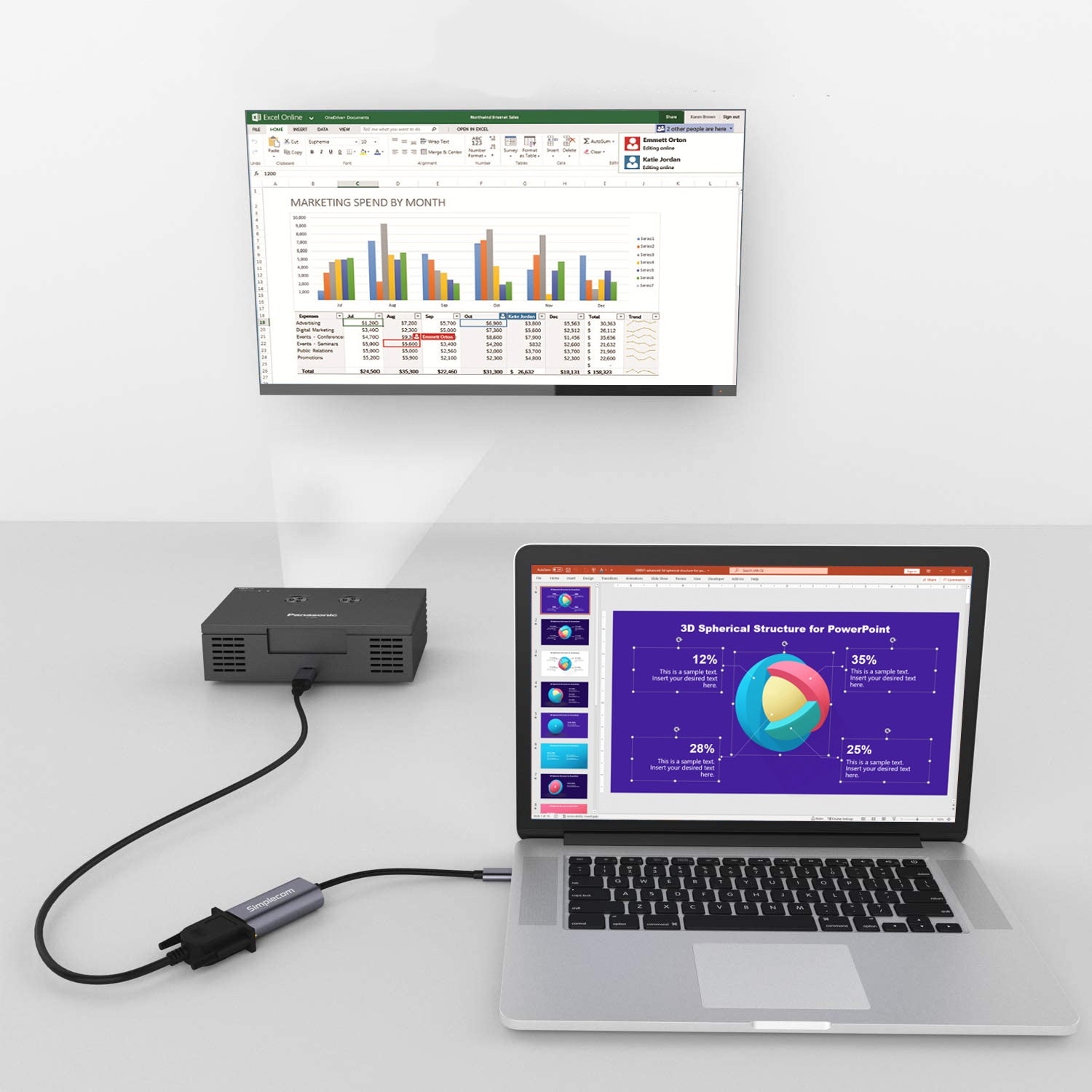 Simplecom DA104 USB-C to VGA Adapter Full HD 1080p 4