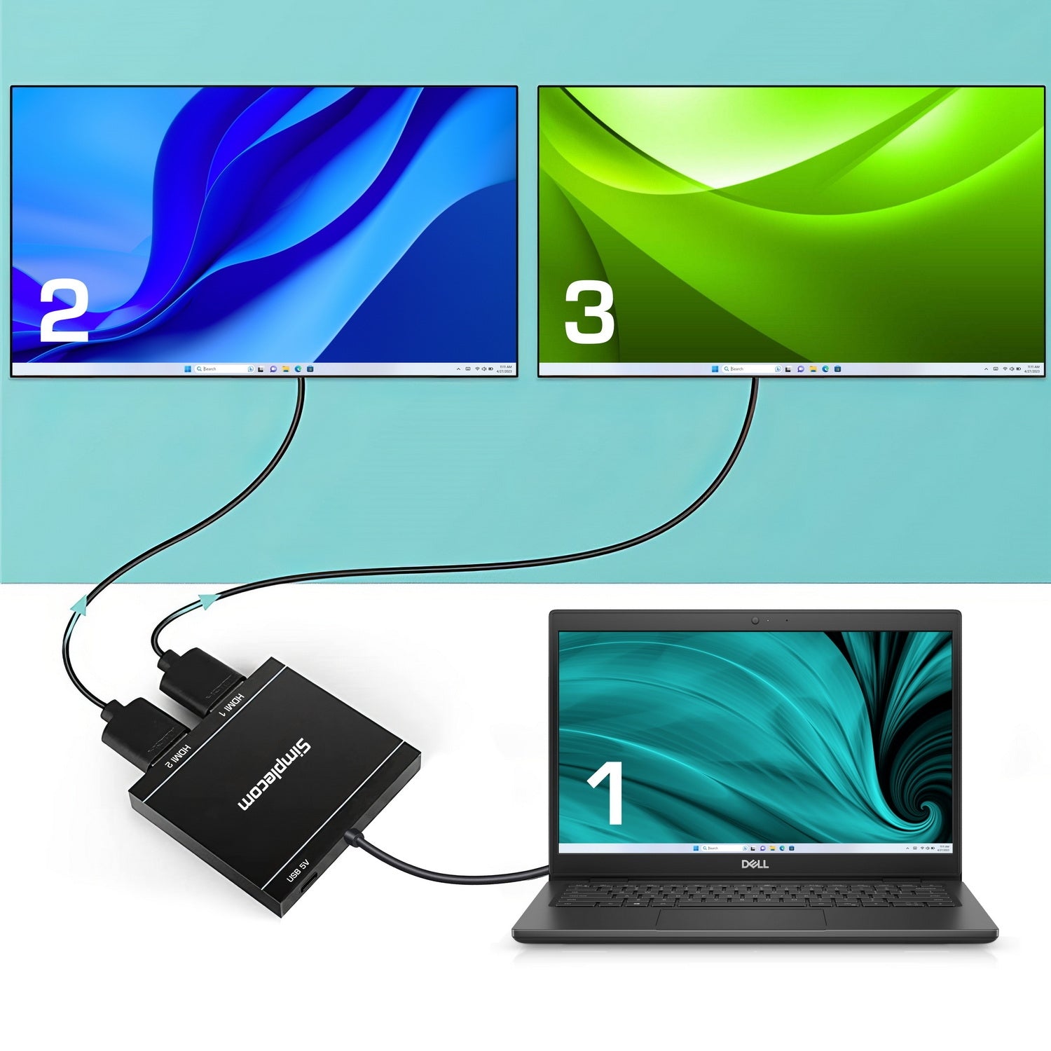 Simplecom DA327 USB 3.0 or USB-C to Dual HDMI Display Adapter for 2x 1080p Extended Screens 6