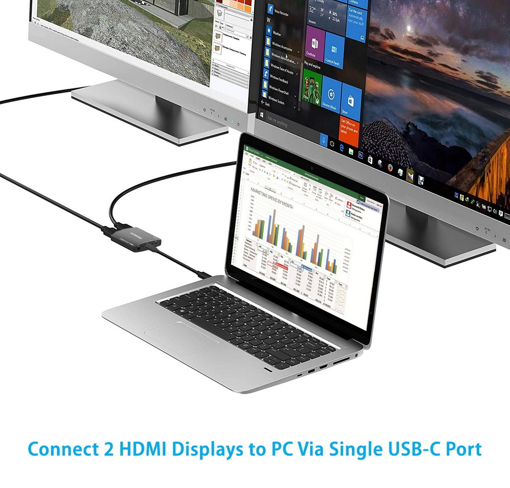 Simplecom DA330 USB-C to Dual HDMI MST Adapter 4K@60Hz with PD and Audio Out 6