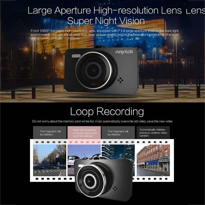 Anytek A78 Car Dash Cam Full HD 1080P Car DVR 170 Degree Wide Angle (24 Hours Parking Monitoring) 4