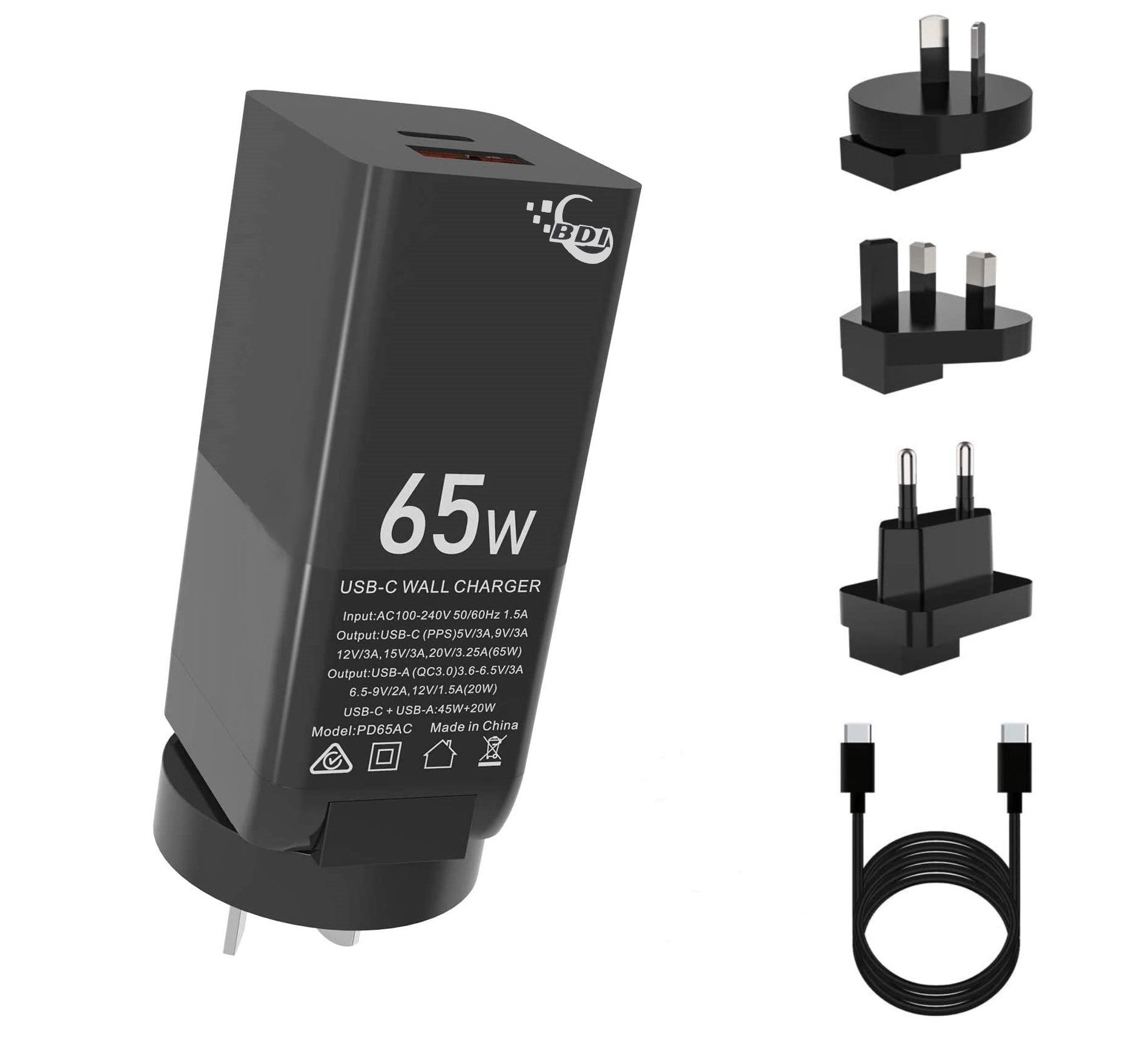 BDI PD65AC GaN 65W USB-C PD Quick Charger 4