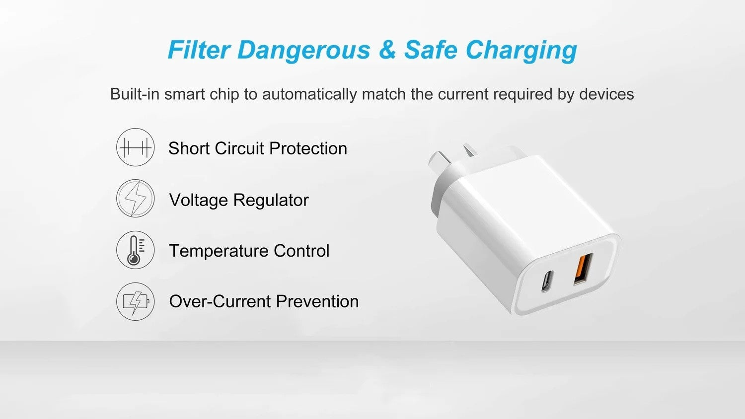 BDI 25W PD Quick Charger AU plug with USB-A and Type-C Ports 7