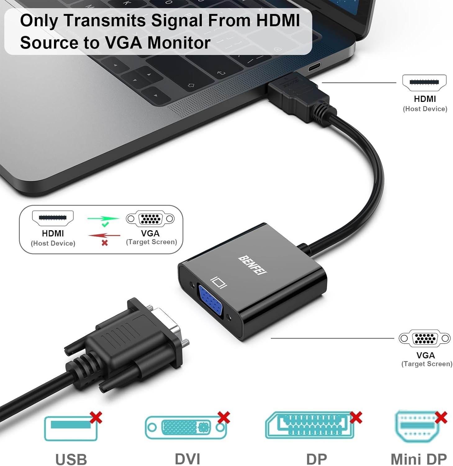 BENFEI HDMI to VGA Gold-Plated HDMI to VGA Adapter 4
