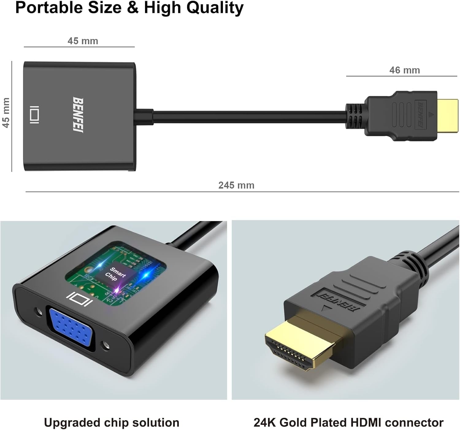 BENFEI HDMI to VGA Gold-Plated HDMI to VGA Adapter 6