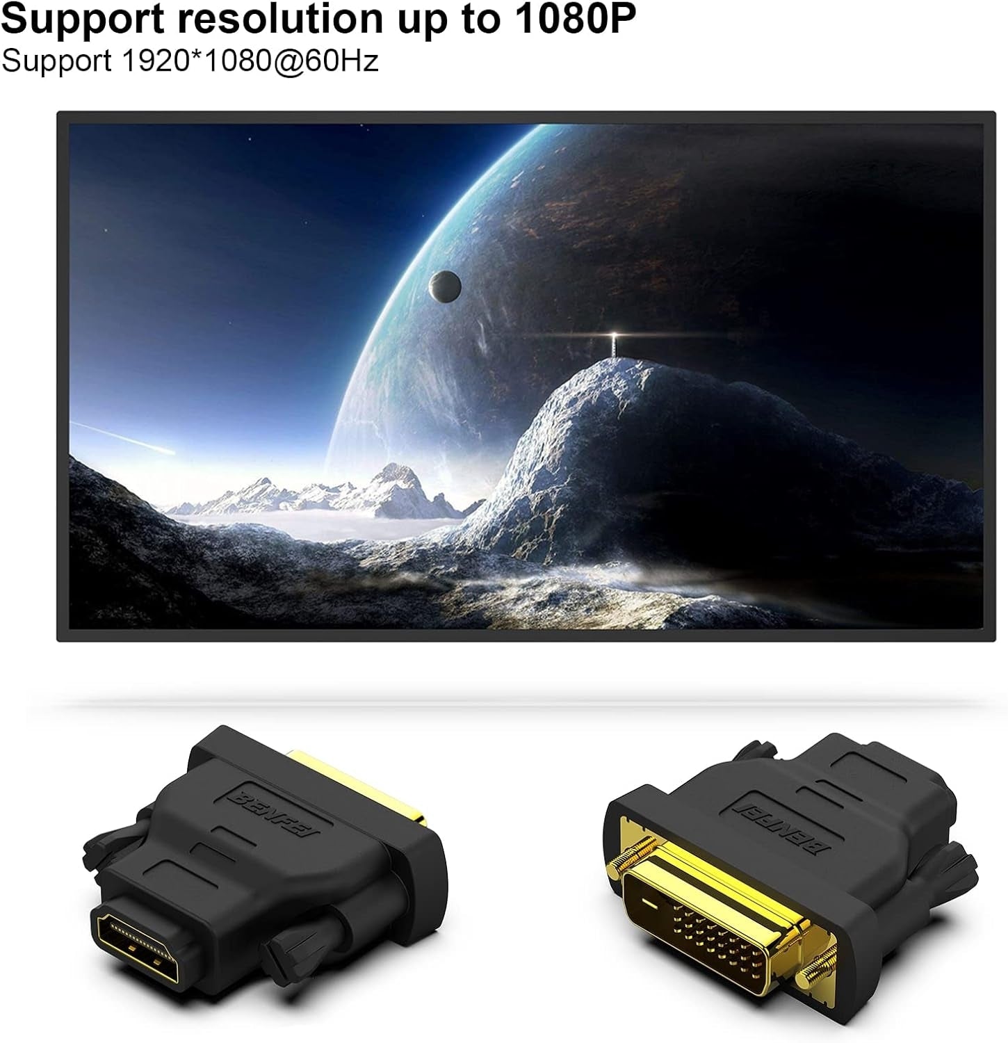 BENFEI DVI to HDMI, Bidirectional DVI to HDMI Male to Female 2 Pack 4