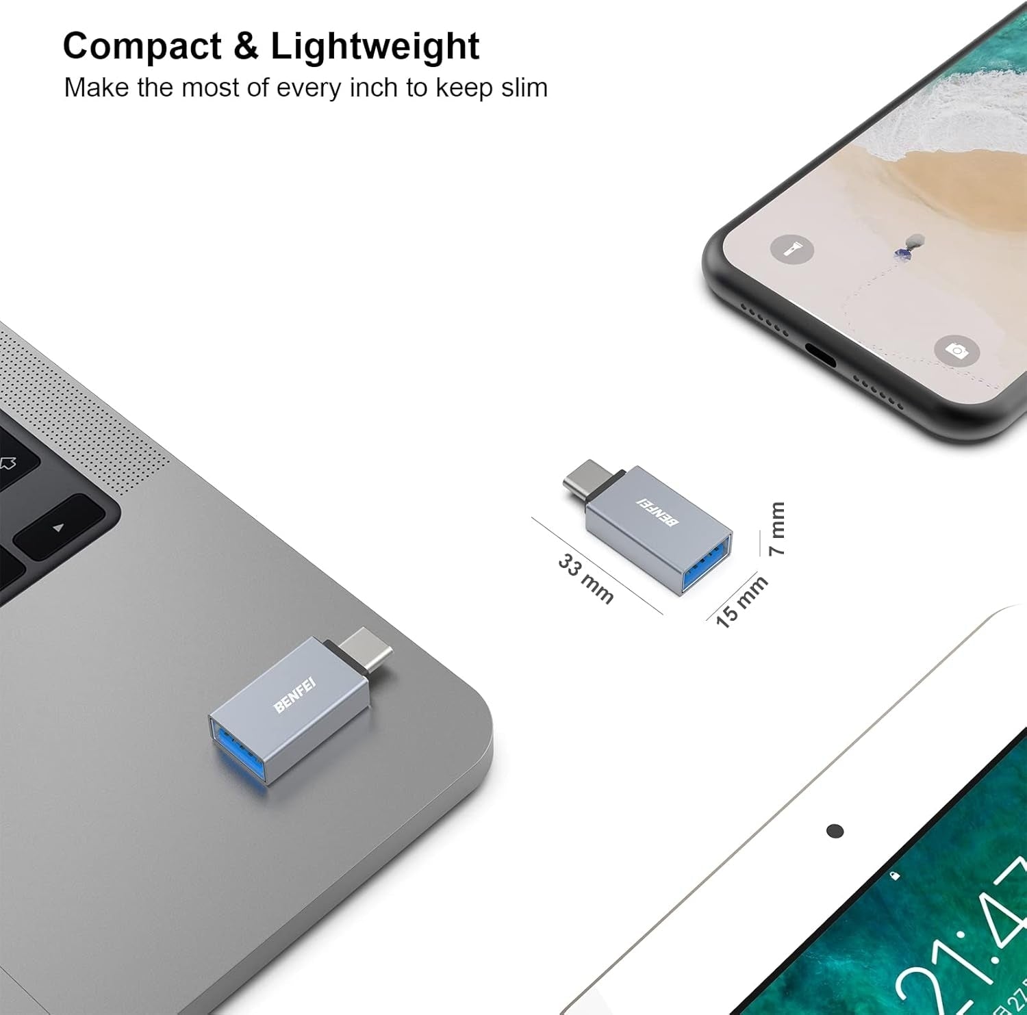 BENFEI USB C to USB 3.0 Adapter, USB C to A Male to Female Adapte 5