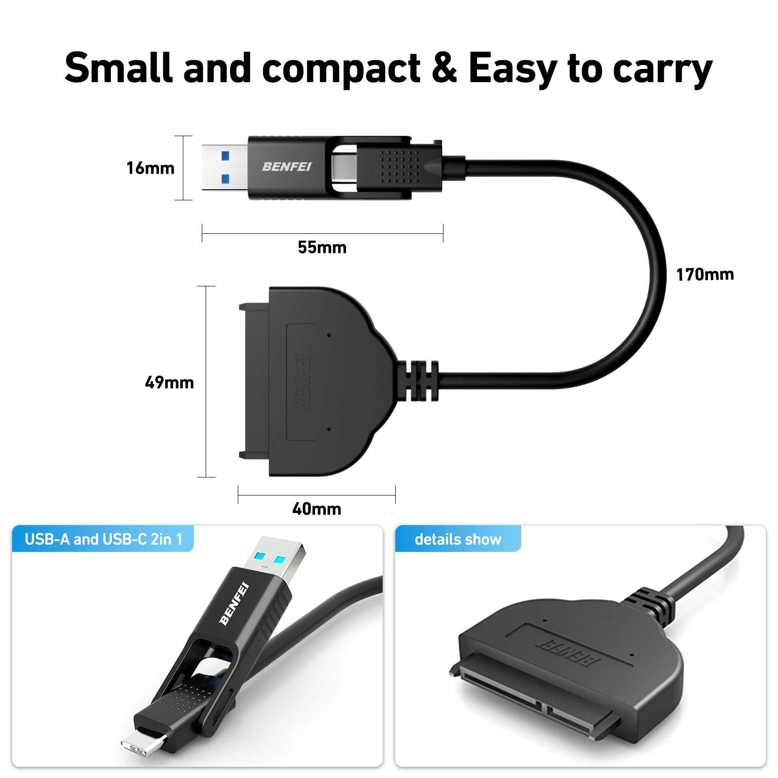 BENFEI 2in1 USB-C/USB 3.0 to SATA III Hard Driver Adapter 4