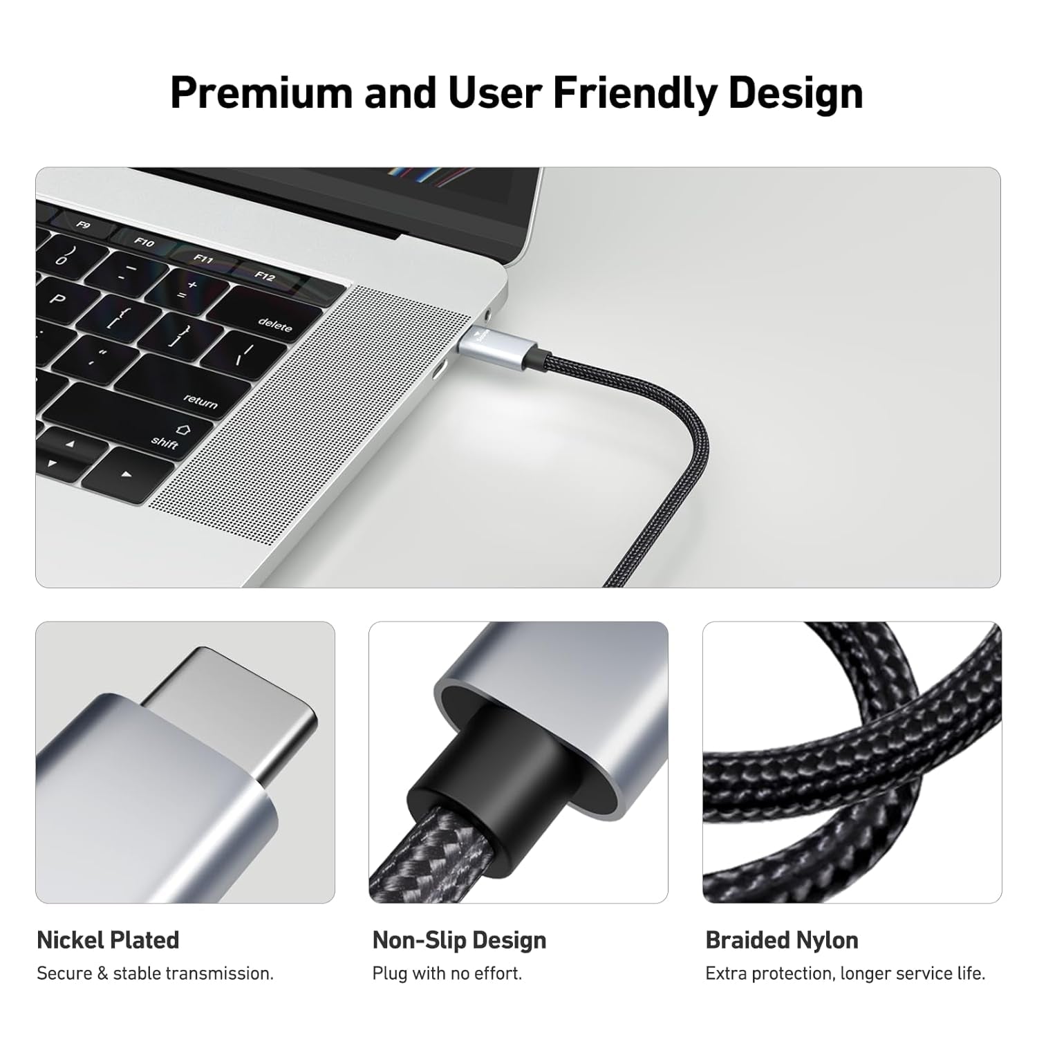 BENFEI 206GY-3F USB-C to HDMI 0.9M Cable 4K@60Hz, Aluminum Shell, Nylon Braided 5