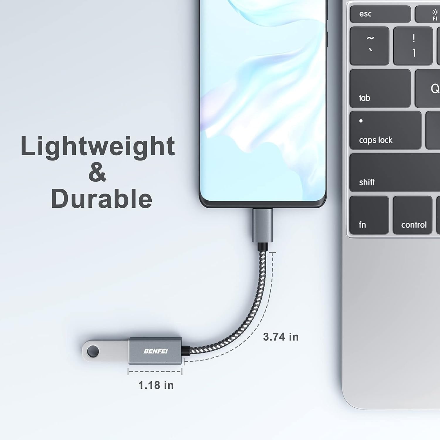 BENFEI 262GY-2P USB 3.0 USB-C to USB-A Adapter (2-pack) 4