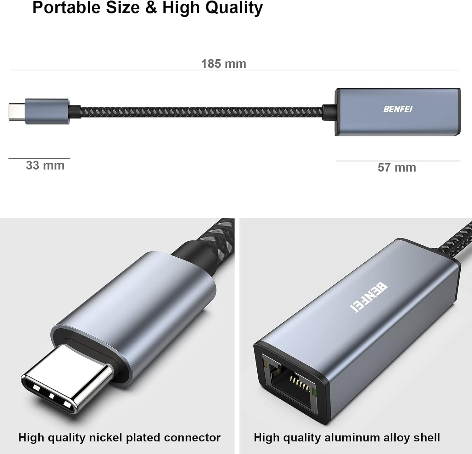 BENFEI USB-C to Ethernet Adapter (Thunderbolt 3 to RJ45) 4