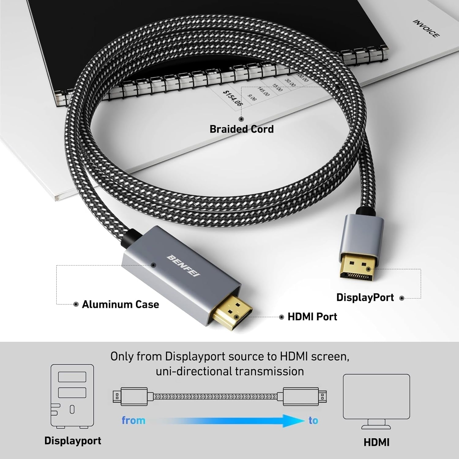 BENFEI 4K DisplayPort to HDMI 3m Cable 3