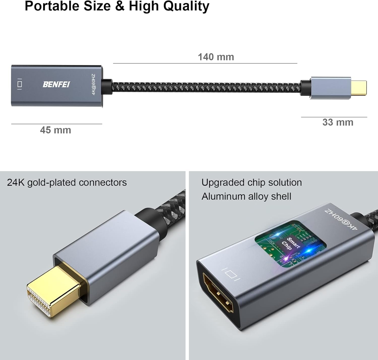 BENFEI Mini DP to HDMI Adapter (Thunderbolt Compatible) 4