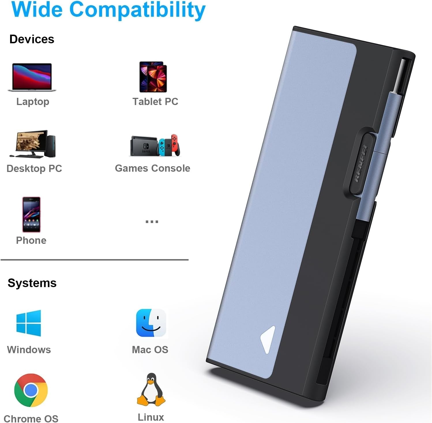 BENFEI 345GY M.2 NVME SATA SSD Enclosure, 10 Gbps USB Type-C/Type-A to NVME PCI-E SATA M-Key/(B+M) 7