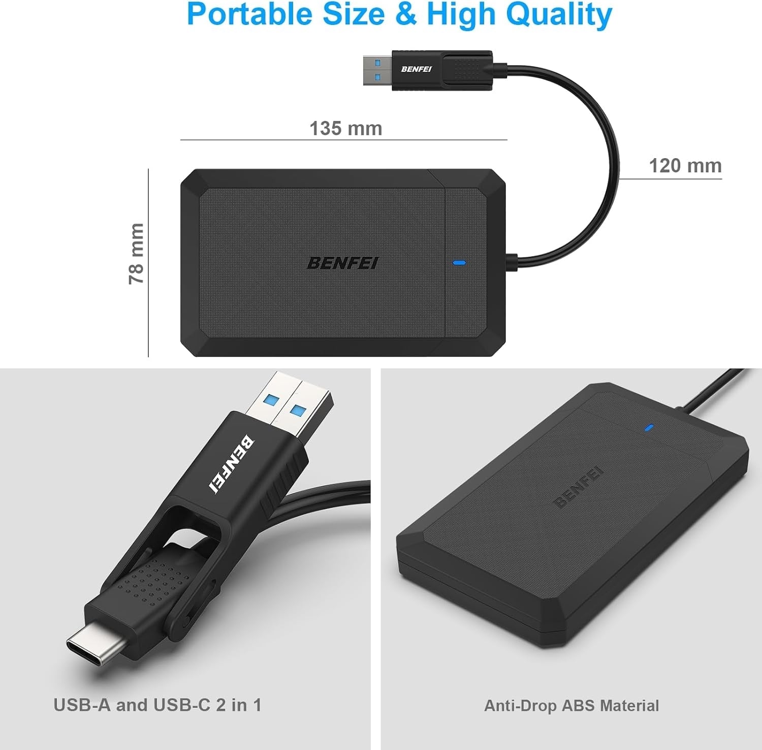 BENFEI 2.5 Inch SATA to USB Tool Free External Hard Drive Enclosure 6