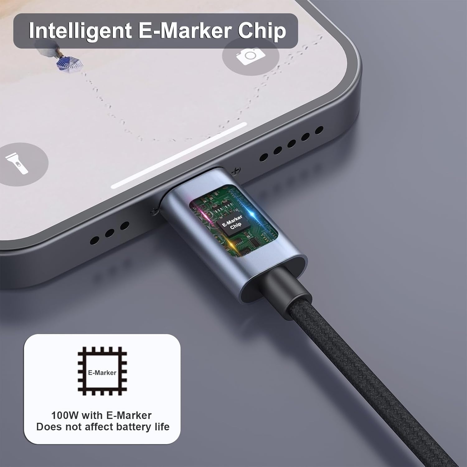 BENFEI 351SL-6F 100W USB-C to USB-C Fast Charging Cable Aluminum Shell Tangle-Free Silicone 4