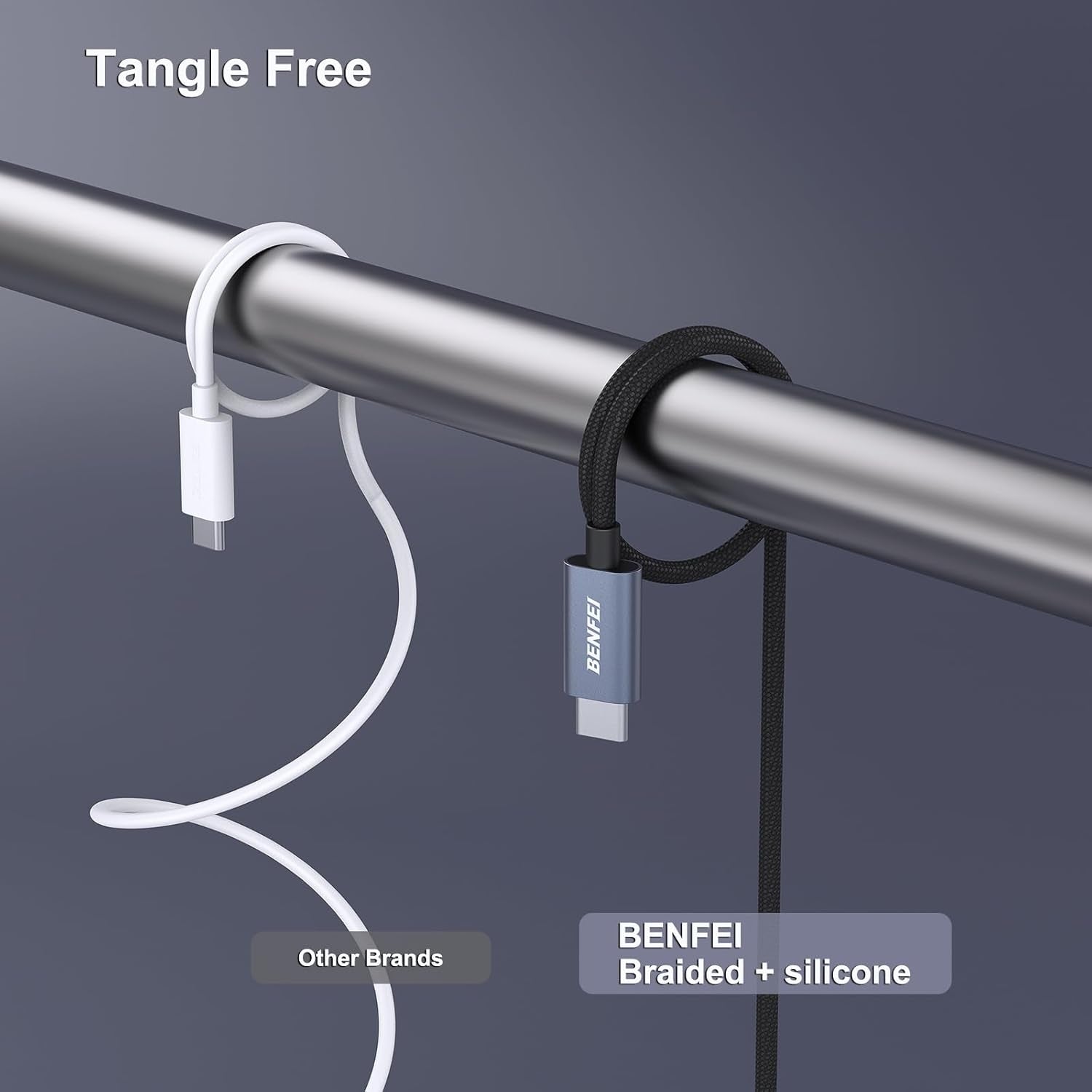 BENFEI 351SL-6F 100W USB-C to USB-C Fast Charging Cable Aluminum Shell Tangle-Free Silicone 5