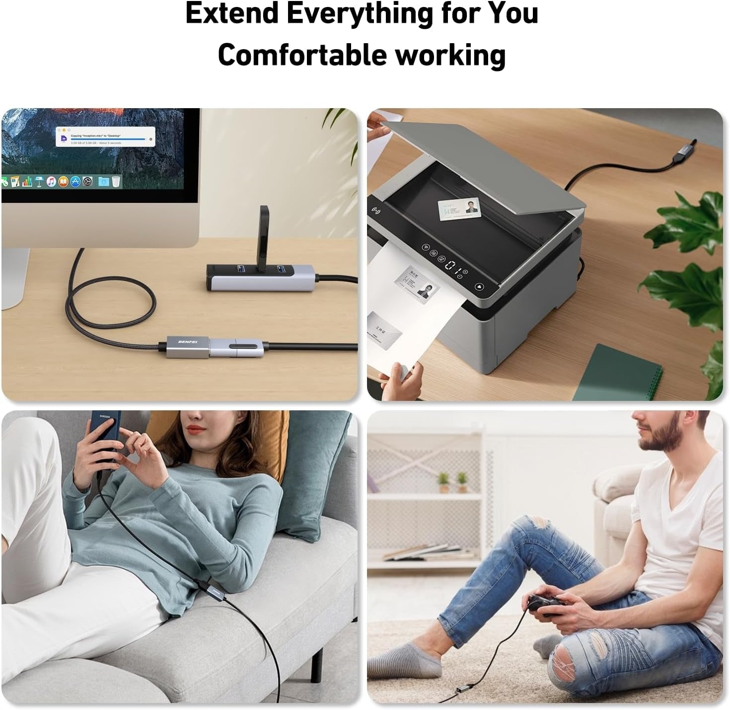 BENFEI USB3.0 AM to AF Extension Cable 0.5M 4