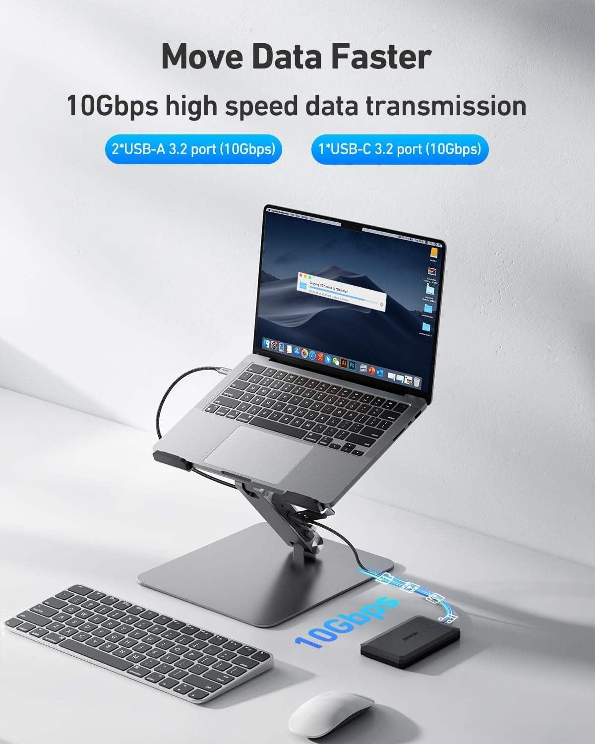 BENFEI 398GY TYPE-C 6-in-1 HDMI+USB-C(10G)+RJ45+2xUSB-A(10G)+PD 4