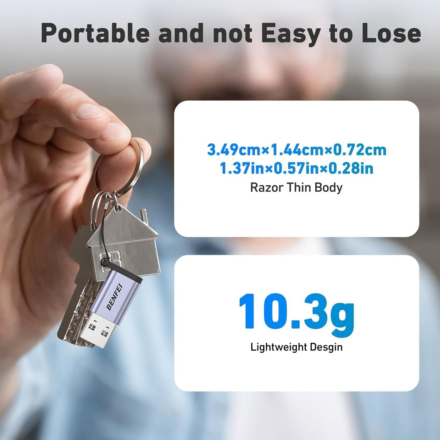 BENFEI 407GY 2-Pack USB Type-A to USB-C Adapter Male to Female Supporting 5V 3A Charging and 10Gbps Data Transmit 6