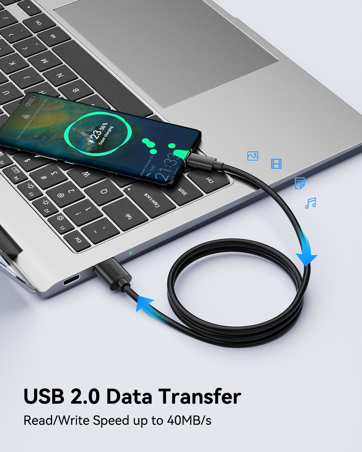 BENFEI 436BK-0.5M USB 2.0 Male to Micro USB Data Cable 0.5M 5