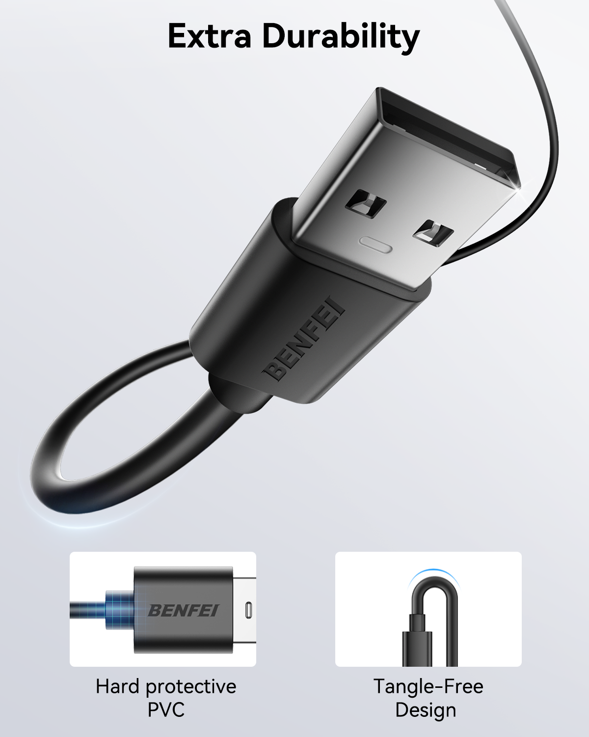 BENFEI 436BK-2M USB 2.0 Male to Micro USB Data Cable 2M 4