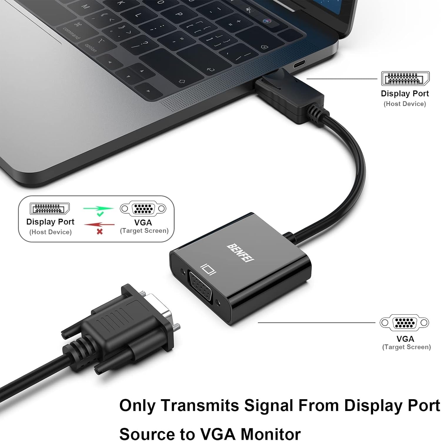 BENFEI DisplayPort to VGA,Gold-Plated Uni-directional Adapter 3